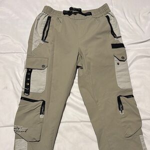 Tan Cargo Pants with Adjustable Waistband and Durable Fabric